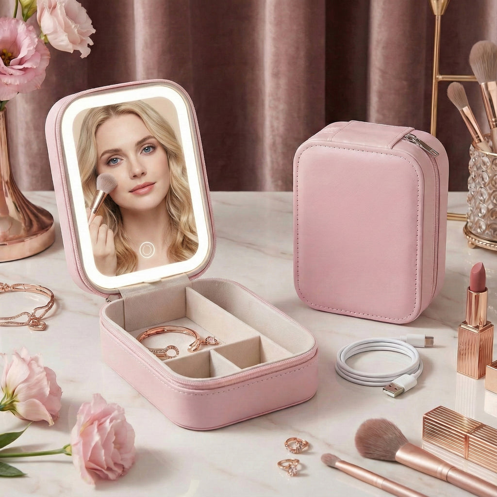Boîte à Maquillage Portatif Miroir/Led
