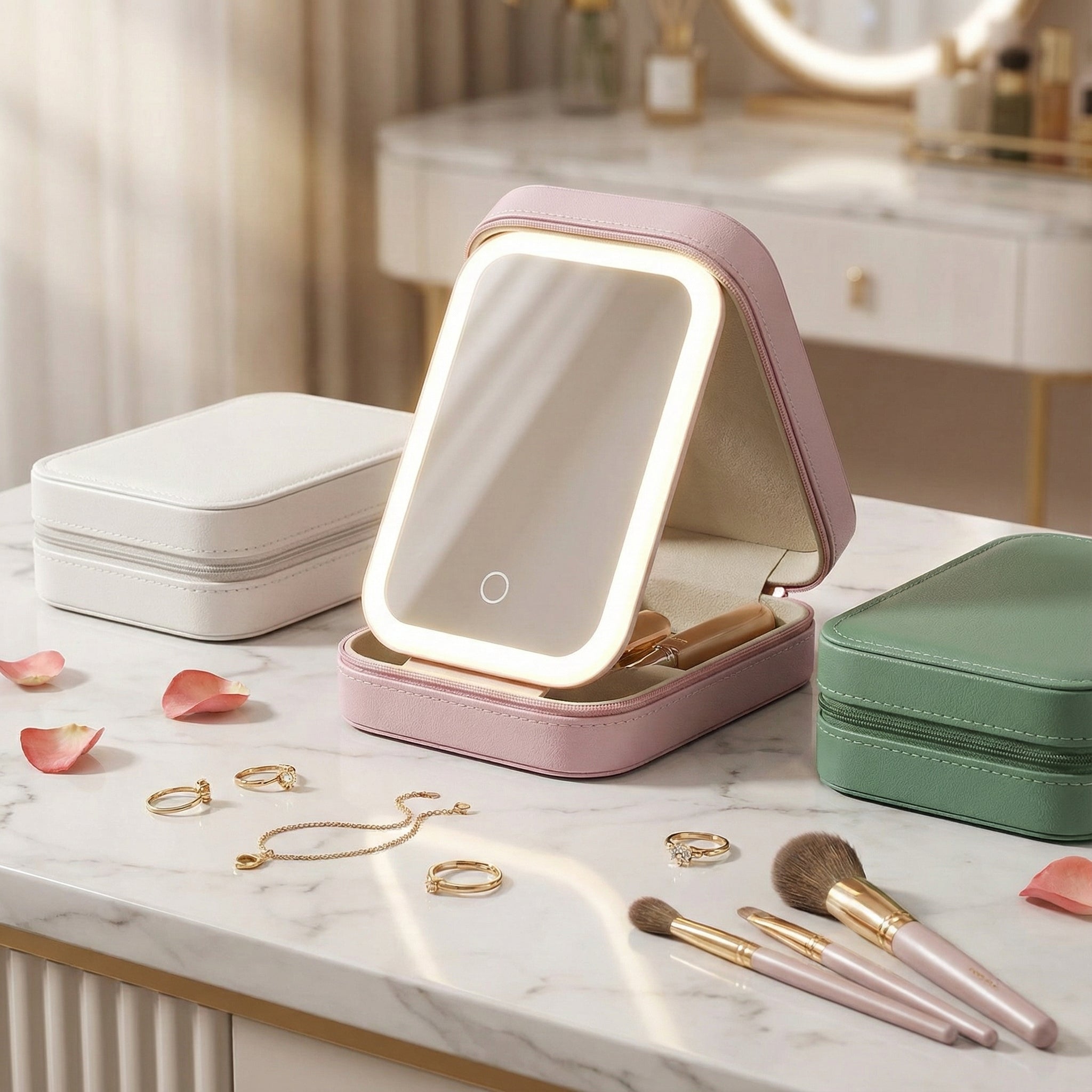 Boîte à Maquillage Portatif Miroir/Led